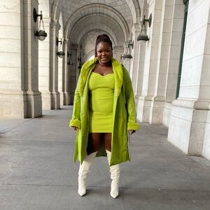 Shaken Up Sweater Mini Dress- Lime